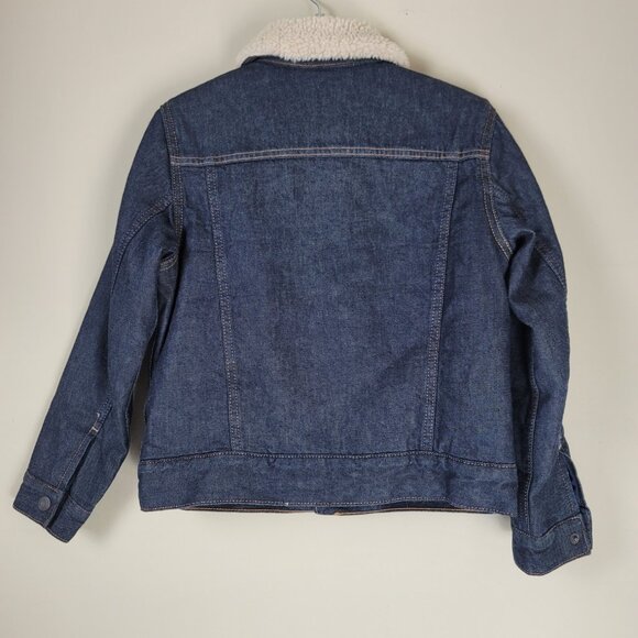 Gap Boys Sherpa Lined Denim Jacket Button Up Medium Warm Trucker Style - Picture 5 of 10
